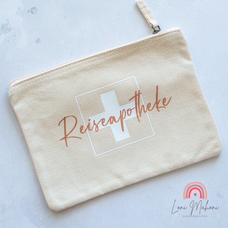 Individually designed travel first aid kit, first aid bag, pencil case, cosmetic bag, 100% organic cotton image 7