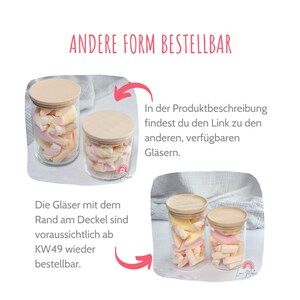 Vorratsglas mit Holzdeckel, personalisierbar, als Geschen oder Dankeschön für Erzieher, Erzieherin, Lehrer, Lehrerin, Hebamme, Tagesmutter Bild 2