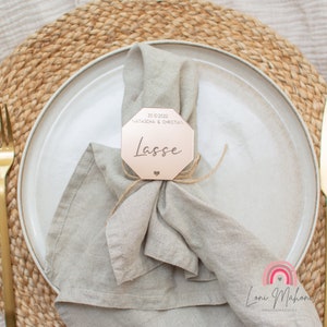 Platzkarten für Hochzeit, Taufe oder Geburtstag aus edlem Spiegelacryl, Form Achteck, Namenskarte in Rosé, Gold oder Silber
