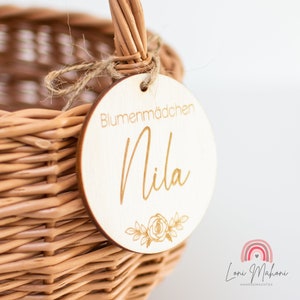 Personalisierter Anhänger für Körbchen für Blumenmädchen und Blumenkinder an der Hochzeit, Blumen streuen, Heirat, Hochzeitstag