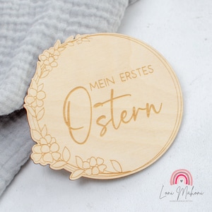 Meilensteinkarte Baby aus Holz für Ostern "Mein erstes Ostern" "Unser erstes Ostern" "zu zweit" "zu dritt"