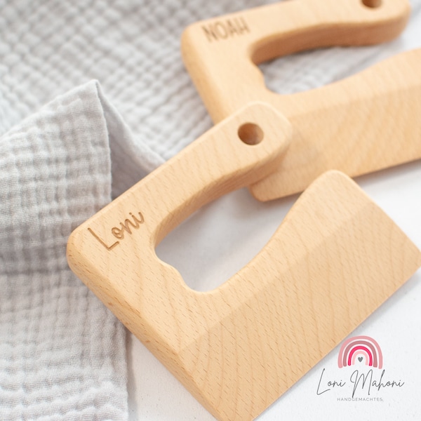 Montessori Messer, personalisiertes Kindermesser, Messer Montessori, Sicheres Messer aus Holz, Kinderbesteck, Kochen mit Kinder