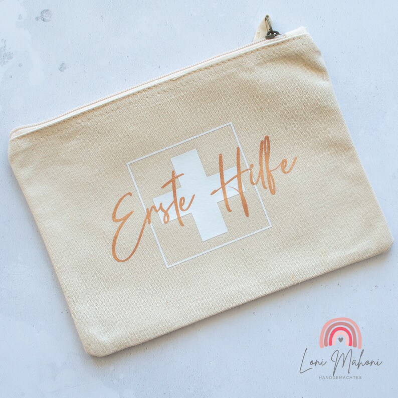 Individually designed travel first aid kit, first aid bag, pencil case, cosmetic bag, 100% organic cotton image 6