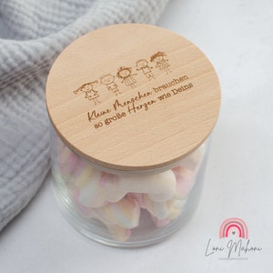 Personalisierbares Vorratsglas mit Holzdeckel, Geschenk oder Dankeschön für Erzieher, Erzieherin, Lehrer, Lehrerin, Hebamme, Tagesmutter Bild 10