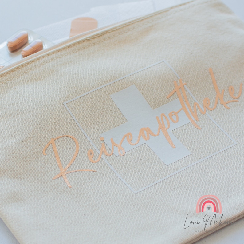 Individually designed travel first aid kit, first aid bag, pencil case, cosmetic bag, 100% organic cotton image 2