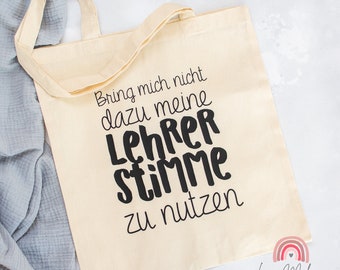 Stoffbeutel, Lehrerstimme, Jutebeutel in natur, 100% Baumwolle, Einkaufstasche, Geschenk für Lehrer oder Lehrerin