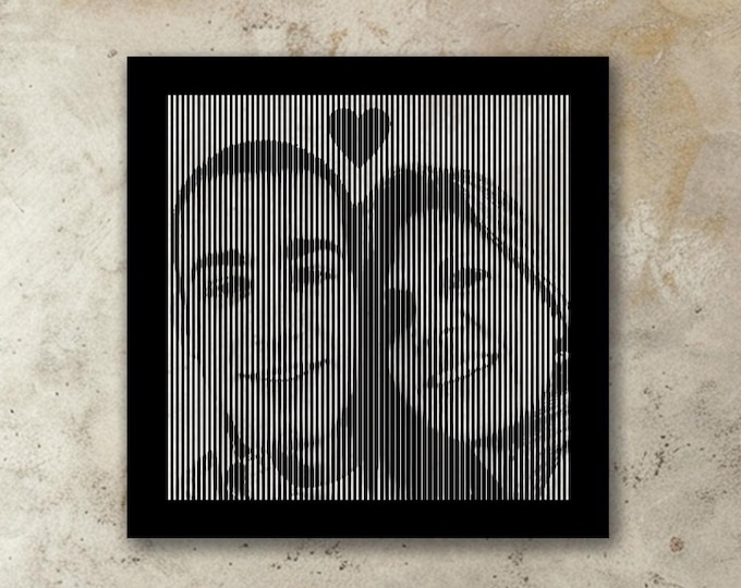 Custom Line Art Wall Art From Your Photo, Optical Illusion Portrait Gift For Mom, Personalized Mother's Day Decor, Unique Home Wall Print