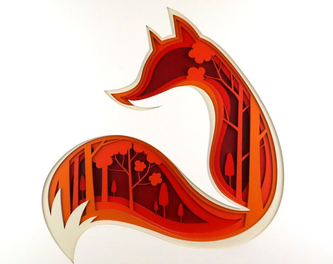 Fox Wall Art, 3D Wood Wall Art, Leaping Fox Wall Art, Fantastic Mr Fox, Fox Ornament, Wood Mountain Fox Wall Art, Christmas Gifts, RWA2201