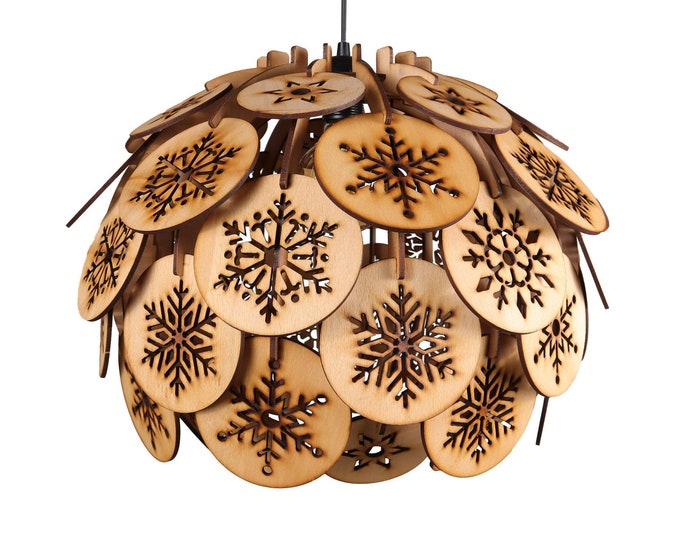 NIVALIS Mid-modern Wood Pendant Lightning, Wood Lamp, Wooden Lamp Shade, Decorative Lamp, Hanging Lamp, Christmas Gifts, E27 Base, RLS115