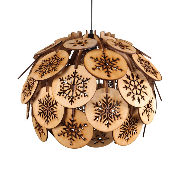 NIVALIS Mid-modern Wood Pendant Lightning, Wood Lamp, Wooden Lamp Shade, Decorative Lamp, Hanging Lamp, Christmas Gifts, E27 Base, RLS115