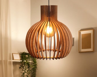 MONDO Mid Century Modern Wood Pendant Lightning, DIY colgante lámpara de madera sombra, lámpara decorativa, lámpara colgante, regalo del día de la mujer, RLS131