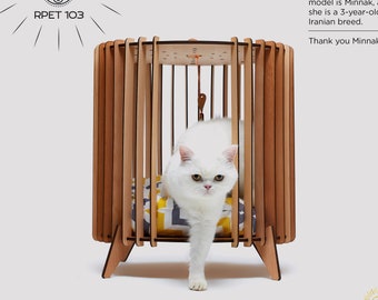 Scandinavian Cat House: Modern Pet Bed, Personalized RPET103