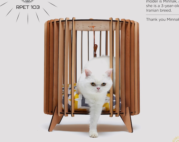 Nifty Theraphy RLS103, Cat Furniture, Bunny house, Cat Lover Gift, Modern Personalized Pet House, Handmade Rabbit House, Dog Crate Furniture