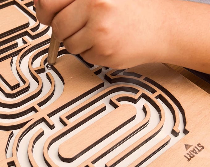 Personalized Wooden Name Rolling Ball Maze Game with Stylus