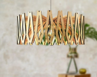 LUCA Mid-modern Wood Pendant Lightning, Wood Lamp, Wooden Lamp Shade, Decorative Lamp, Hanging Lamp, Christmas Gifts, E27 Base, RLS121