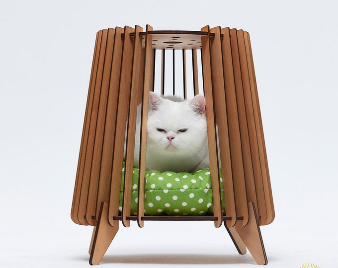 Purr Theraphy, Modern Personalized Pet House, Cat Furniture, Bunny house, Cat Lover Gift, Handmade Rabbit House, Dog Crate Furniture, RLS104