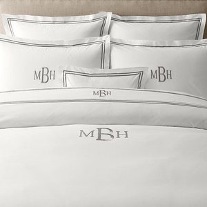 Personalization Monogram 400 Thread Count Cotton Sateen Duvet Cover Hotel Stitch 3 Piece Double Embroidery image 2