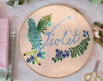 Violet name embroidery kit