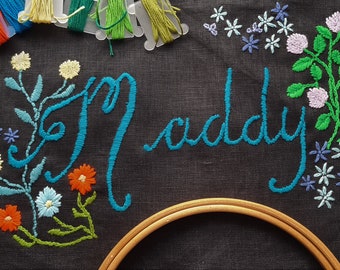 Maddy or Madeline personalised name embroidery kit