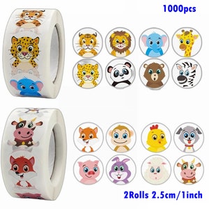 200pcs / 1000pcs (25mm / 1inch) Adesivi incentive adorabili animali rotondi incoraggianti adesivi insegnante ricompensa adesivo motivazionale in 16 disegni
