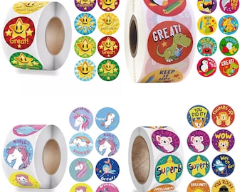 100Pcs(2.5cm/1inch) Reward Stickers Self-Adhesive Cartoon Fun Motivational Labels for Teacher Children Kids School Nursery Praise