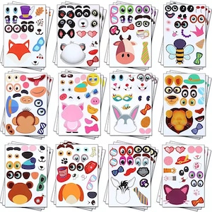 Make-a-face Sticker Haz tu propia mezcla de animales y combina hojas de pegatinas con safaris y animales de fantasía Kids Party Favor Supplies Craft