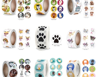 100Pcs(2.5cm/1inch) Puppy Dog Cat Paw Print Stickers Self-Adhesive Seal Labels for Envelopes Packaging Gift Decor.