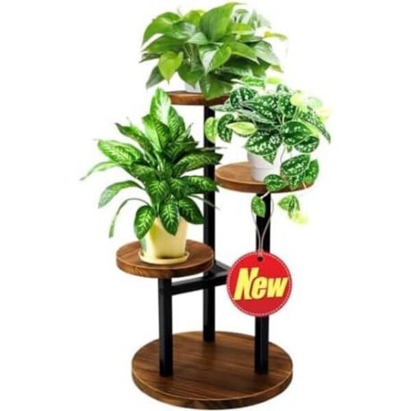 3 Tier Plant Stand Indoor, Wood Plant Stands For Indoor Plants Multiple, Corner Tiered Flower Plants Shelf Stand for Living Room Bedroom