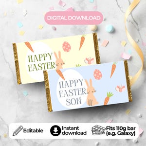 Easter Chocolate Bar Wrapper: 110g Printable Template (Digital File)