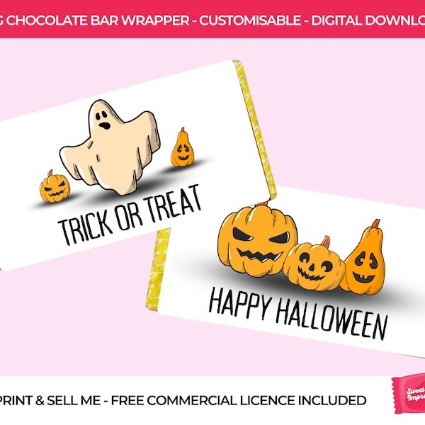 Halloween Chocolate Wrapper | Printable 110g Chocolate Wrapper Template | Download & Print | Halloween SVG | Printable Gift |Trick or Treat