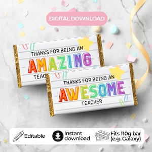 Modelo de embalagem de chocolate personalizada para professor: 110g para presente para impressão (download digital)