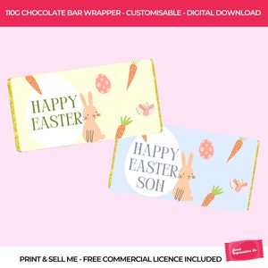 Easter Chocolate Wrapper | Printable 110g Chocolate Bar Template | Digital File | Easter Gift | Easter Chocolate | Personalised Bar | Child