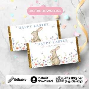 Easter Chocolate Bar Wrapper: Bunny Design, 110g Template (Digital File)