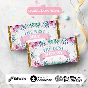 Mother's Day Chocolate Bar Wrapper: Floral Mum Gift (Digital File)
