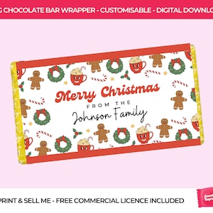 Personalized Christmas Chocolate Wrapper: Printable Family Gift (Digital Download)