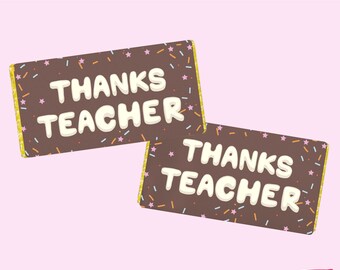Teacher Chocolate Slab | Printable 110g Chocolate Wrapper Template | Download & Print | Teacher SVG | Printable Gift | End of School Gift