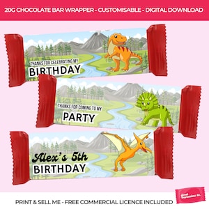 Dinosaur Party Favour | Chocolate Favour | School Class Birthday Sweets | Personalised Chocolate | Download& Print | Dinosaur Party Decor