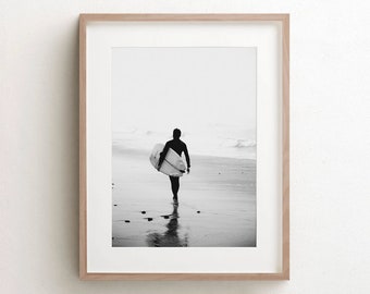 Surf Photography, Digital Download Beach Print, Ocean Wall Art, Black And White Surfboard Wall Art Coastal Prints Beach Wall Art Surf Poster