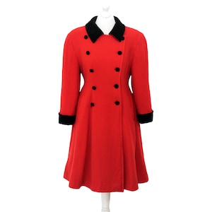 Abrigo rojo de lana y cachemira, abrigo vintage de los años 90, abrigo de lana estilo pin up, House of Fraser