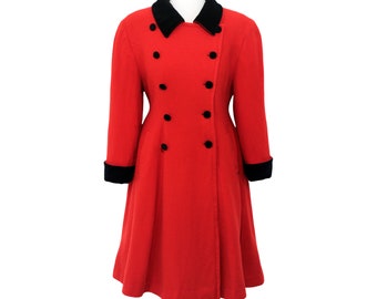 Wool and cashmere red coat, vintage 90s coat, pin up style wool coat, House of Fraser
