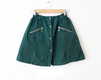 Vintage emerald corduroy mini skirt