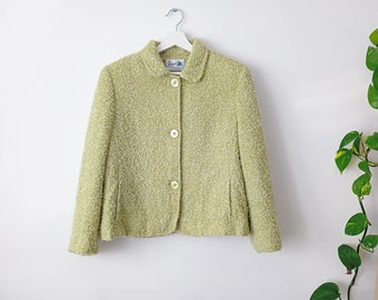 Veste mohair et laine, balzer pistache, vert clair, irlandais, veste / blazer design donégal, années 90 comme années 50/60
