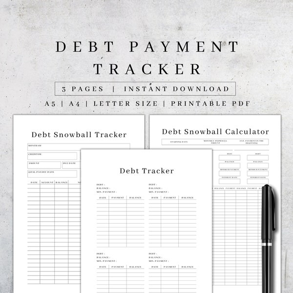 Debt Payment Tracker Printable | Debt Payoff Log | Monthly Debt Tracker PDF | Debt Snowball Tracker| Debt Visual Pay off| Budget Sheet A5 A4