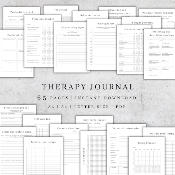 Therapy Journal Bundle Printable | Mental Health Planner | Anxiety Journal | Self-Care Workbook 2025 | Depression Tracker | Mood Tracker A4