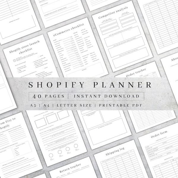 Digital Shopify Planner | Shopify Store Planner Printable | Branding Planner | Printable Checklist | Ecommerce Worksheet | Business Planner