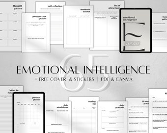 Digital Emotional Intelligence Workbook | Self-Awareness Journal Canva | Mindfulness Planner | Wellness Template | Therapy Journal A5 A4 PDF