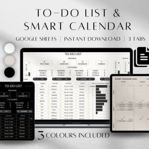 Google Sheets Smart Calendar | Digital Monthly Calendar Spreadsheet ...