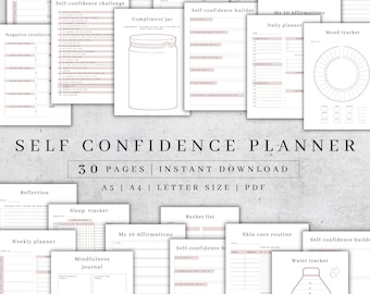 Self Confidence & Self Esteem Journal | Self Care Planner | Wellness Worksheet | Mood Tracker | Self Love Guided Journal With Prompts PDF A4