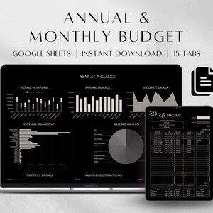 Budget Planner | Google Sheets Budget Template | Annual Monthly Income Expense Tracker | Finance Spreadsheet Planner, Budget Binder