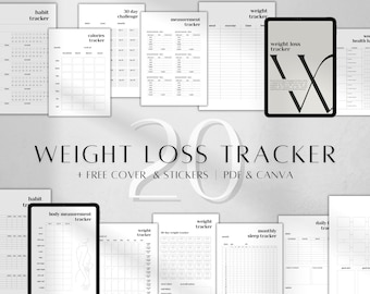 Printable Weight Loss Planner | Fitness Tracker, Diet Journal (A4/A5/Letter PDF)